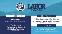 Invitation to John Muphy Labor Awards on September 7 at 4:30 pm